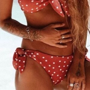 Rust polka dot textured bikini bottoms size medium